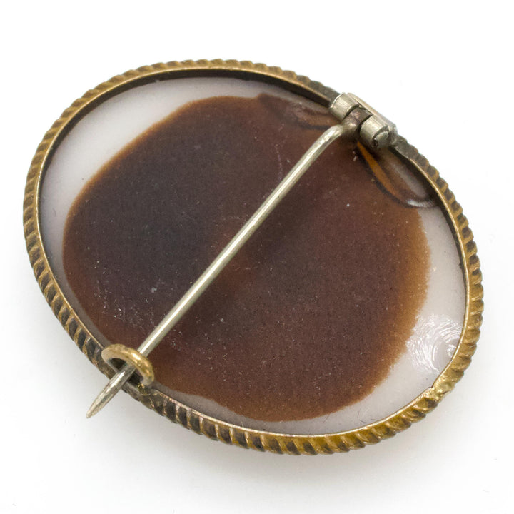 Estate Victorian Sardonyx Composite and Gold Fill Cameo Brooch