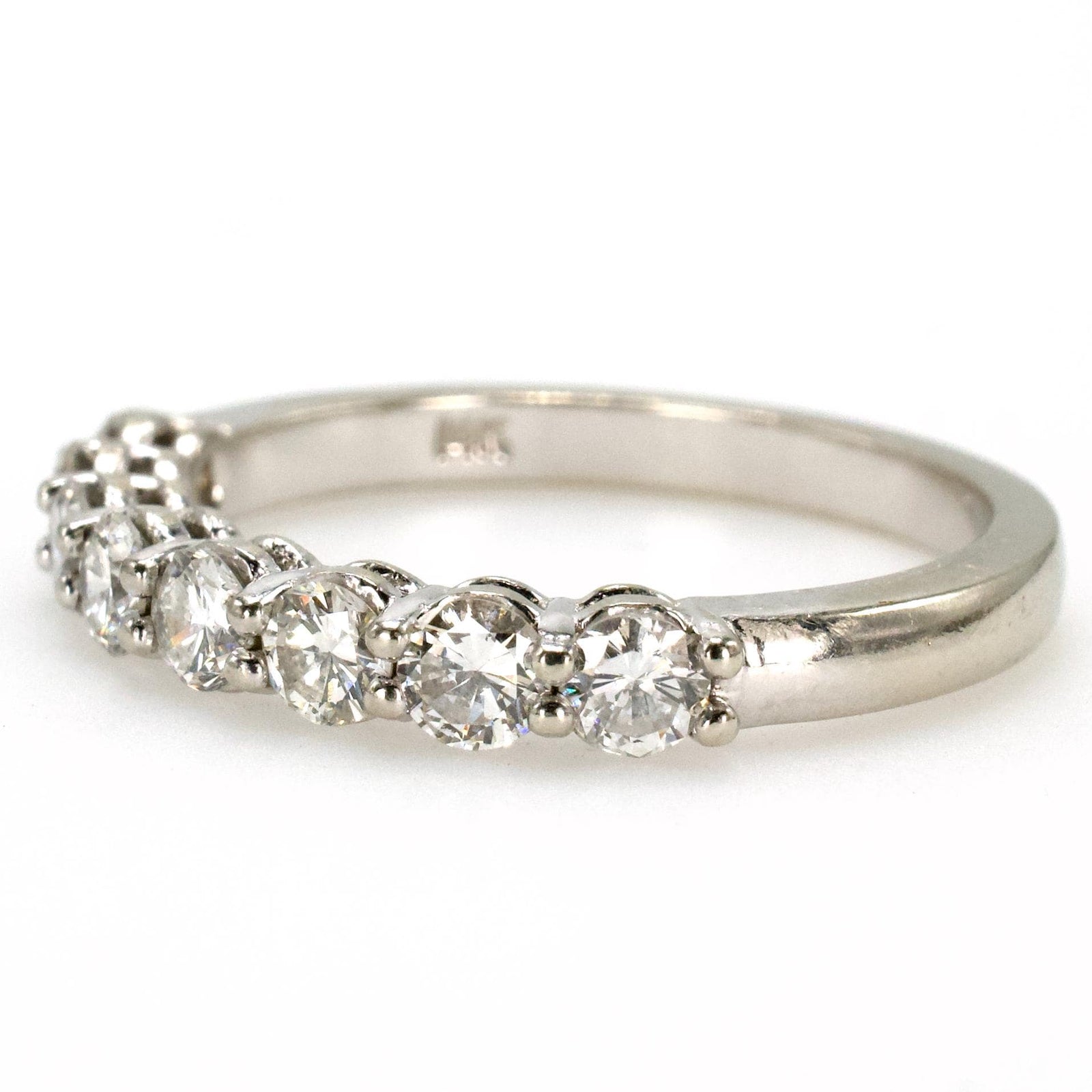 14K White Gold Diamond Band with 8 Natural Diamonds