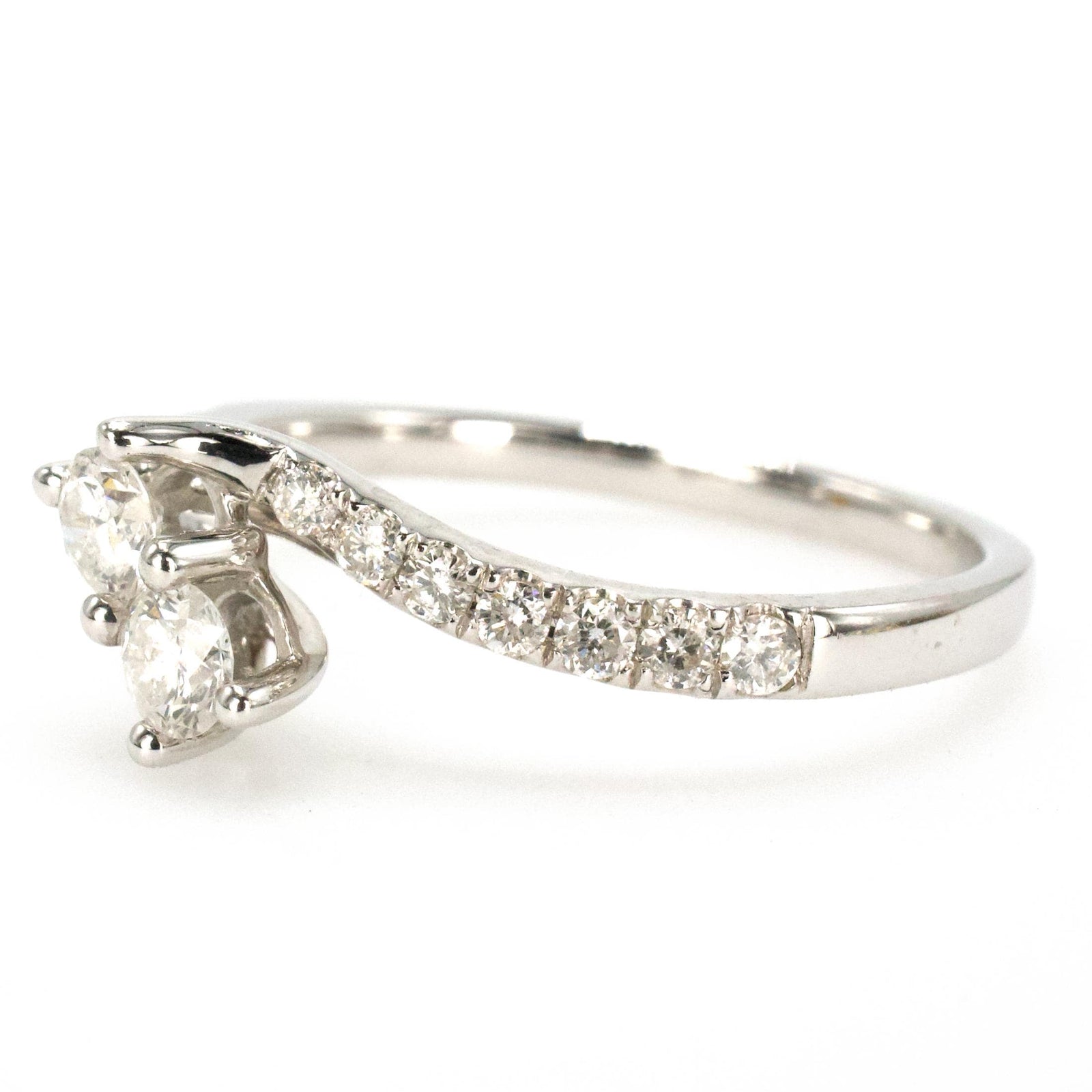 Dainty Diamond Bypass Style White Gold Engagement Ring