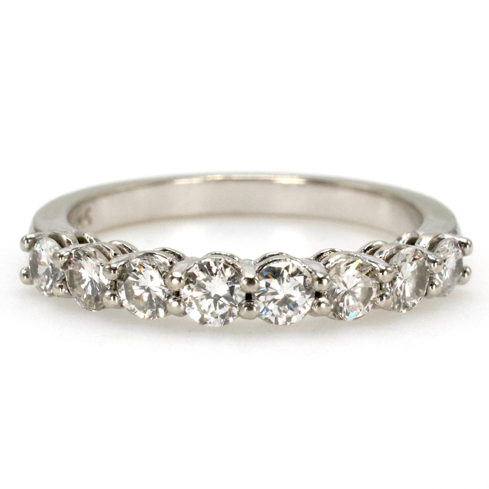 14K White Gold Diamond Band with 8 Natural Diamonds