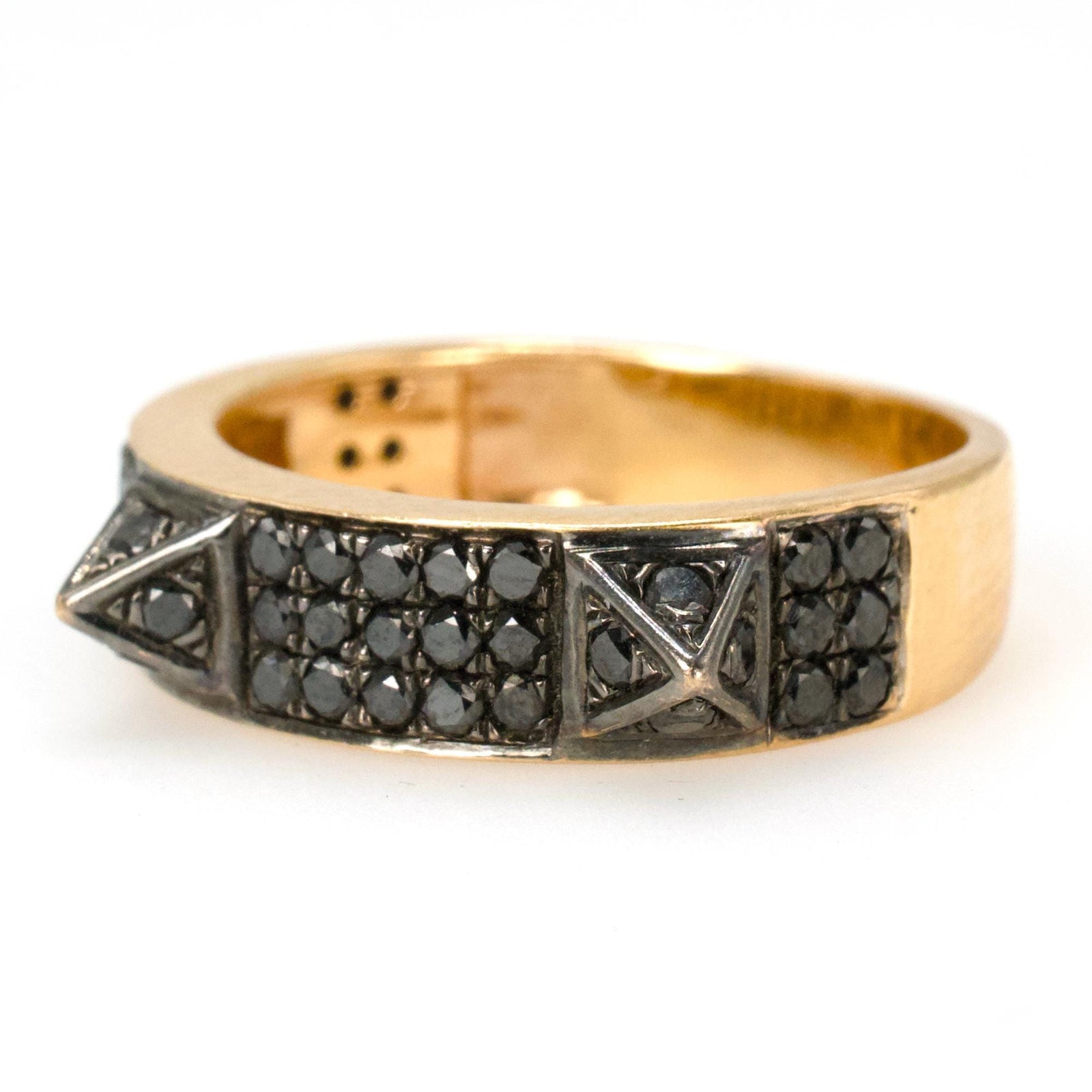 18K Yellow Gold and Black Diamond Spiked Band