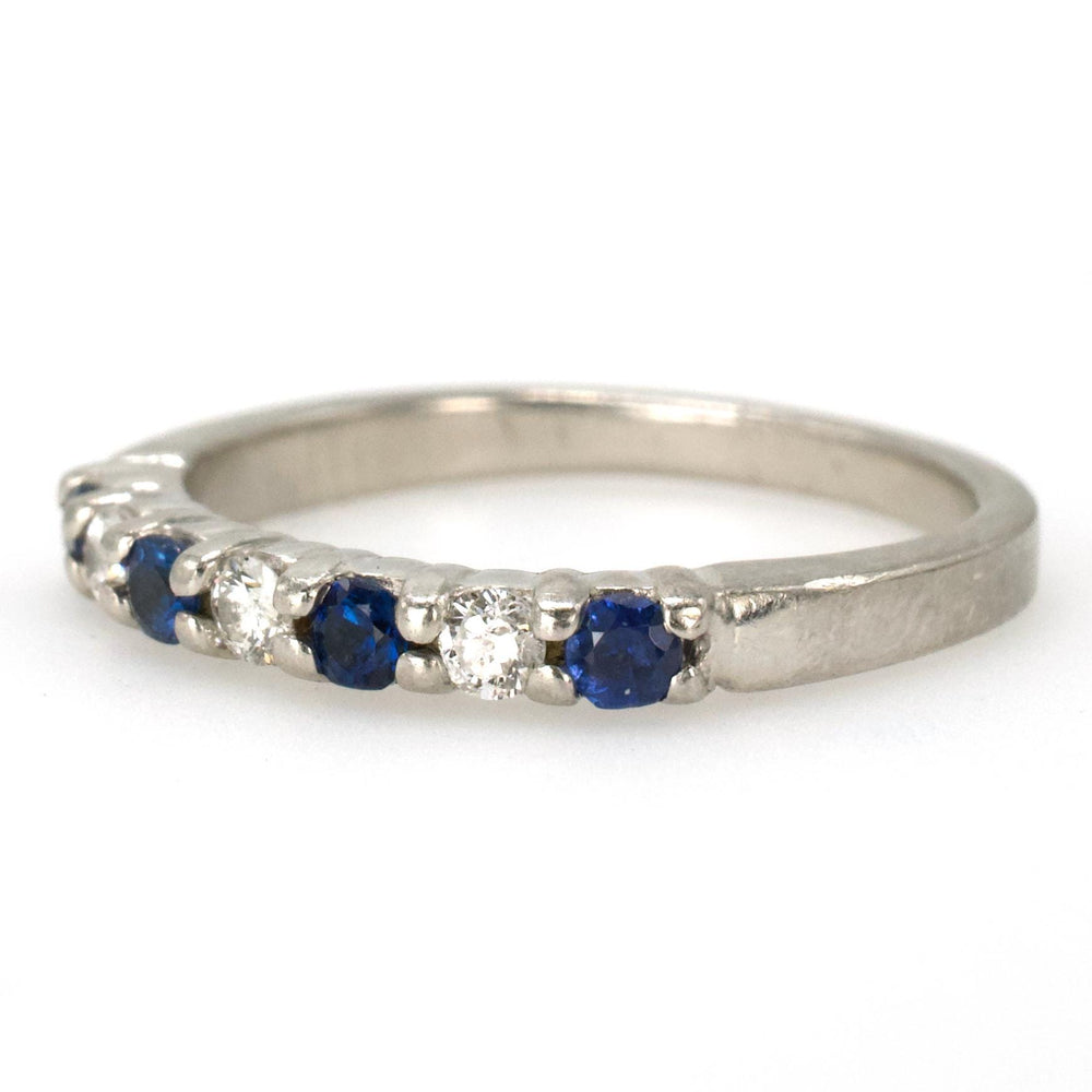 Vintage Platinum Diamond and Sapphire Band