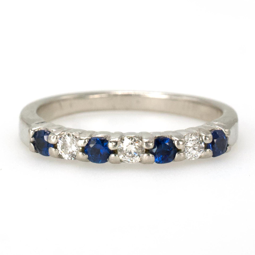 Vintage Platinum Diamond and Sapphire Band