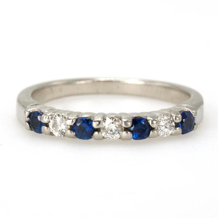 Vintage Platinum Diamond and Sapphire Band
