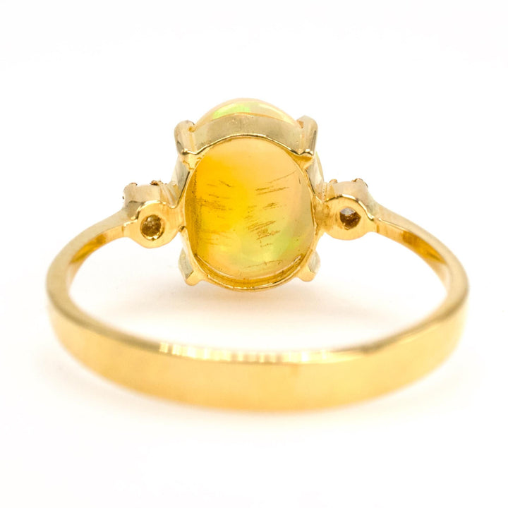 Oval Opal Ring in 21K Yellow Gold with Diamond Accents