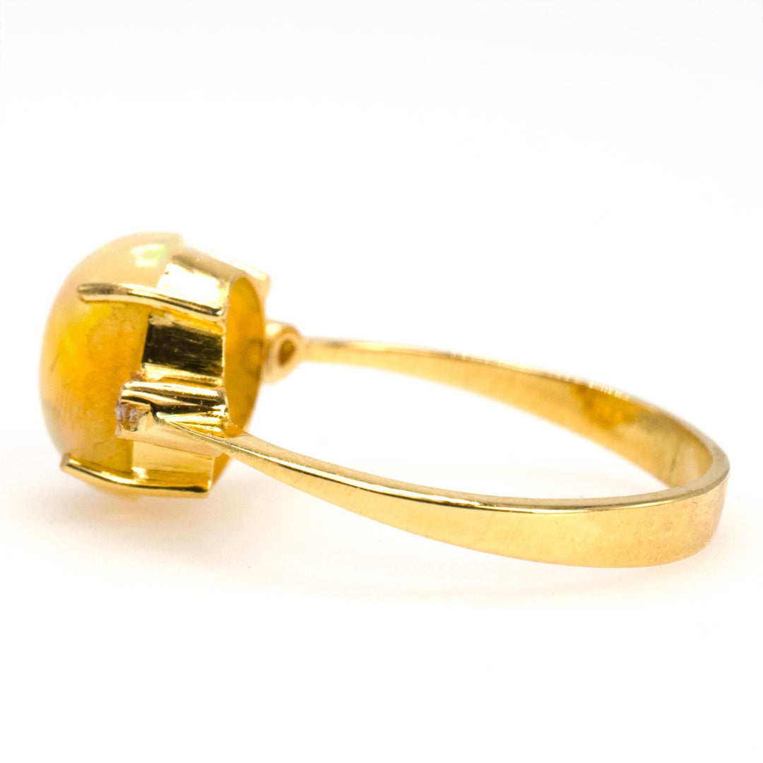 Oval Opal Ring in 21K Yellow Gold with Diamond Accents