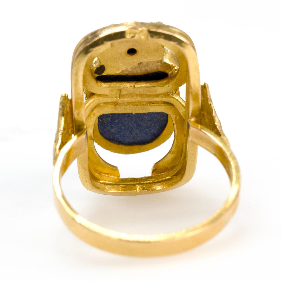 Egyptian Inspired 18K Yellow Gold and Lapis Lazuli Scarab Ring