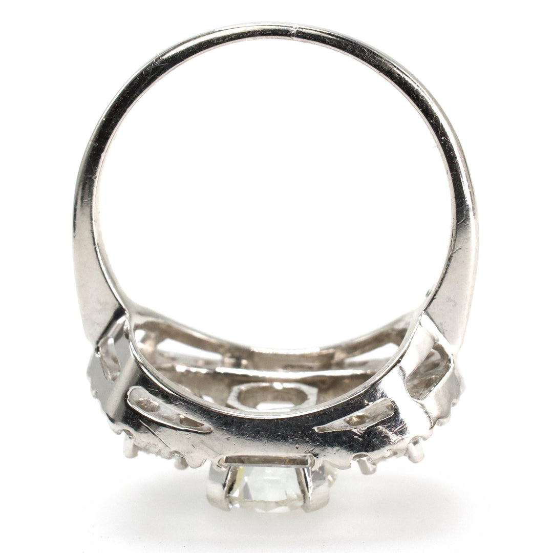 Vintage Estate 1.04 Carat Old European Cut Diamond Open Top Ring with Baguette Accents