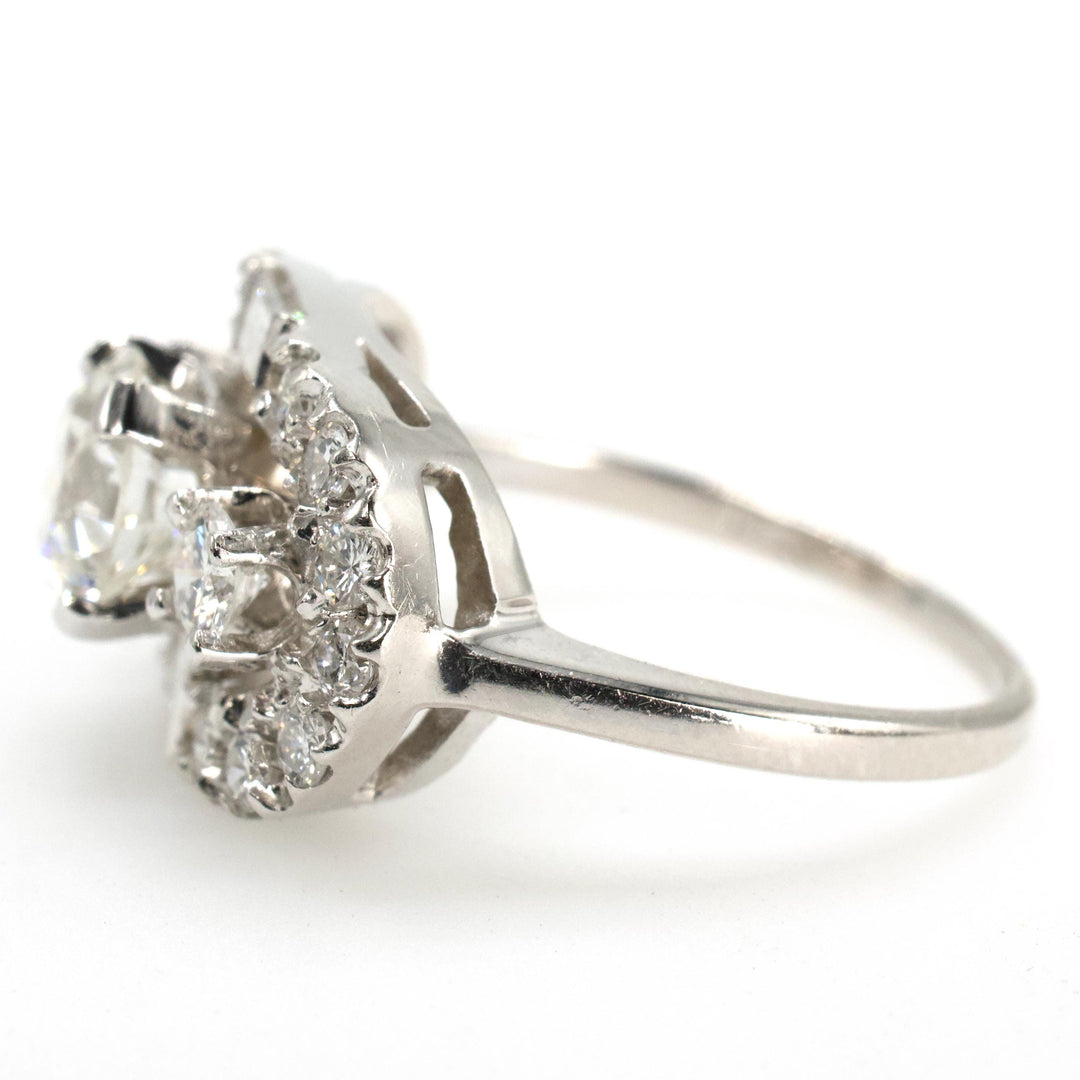Vintage Estate 1.04 Carat Old European Cut Diamond Open Top Ring with Baguette Accents
