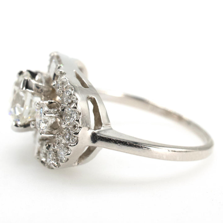 Vintage Estate 1.04 Carat Old European Cut Diamond Open Top Ring with Baguette Accents