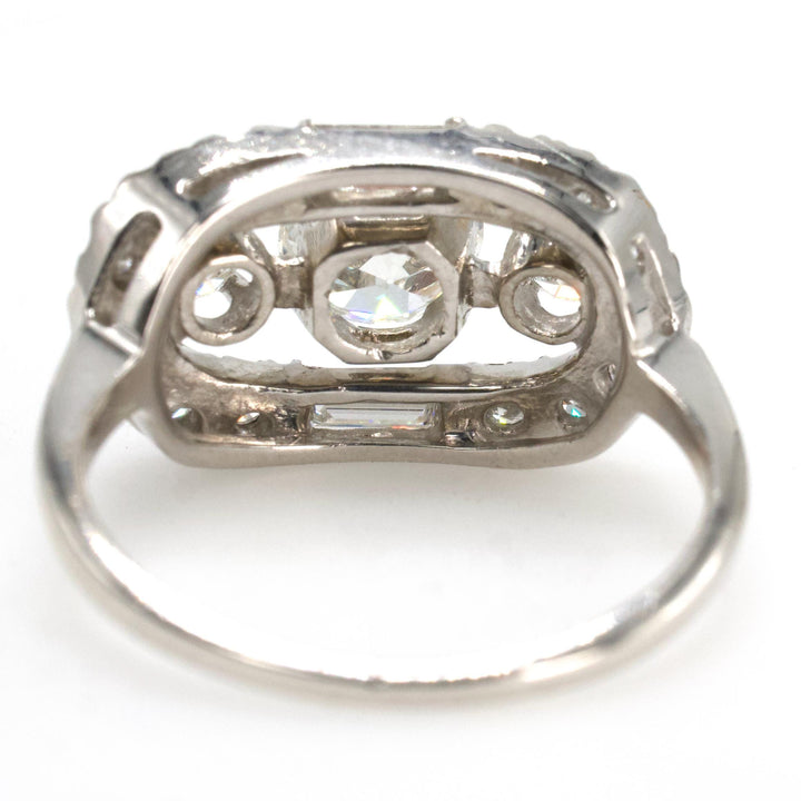 Vintage Estate 1.04 Carat Old European Cut Diamond Open Top Ring with Baguette Accents