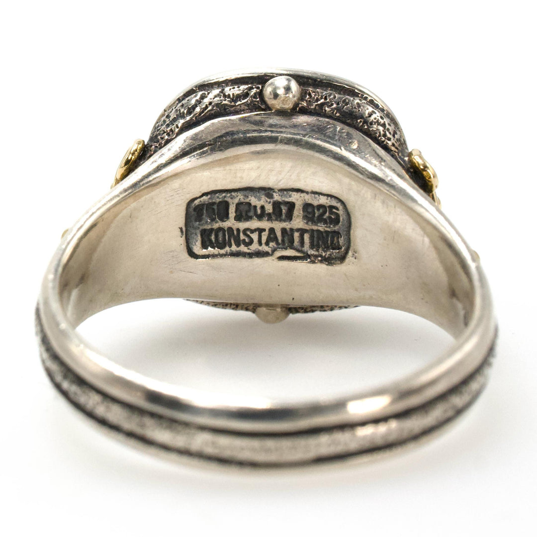 Konstantino Filigree Dome Ring in Sterling Silver and 18K Yellow Gold with Diamond