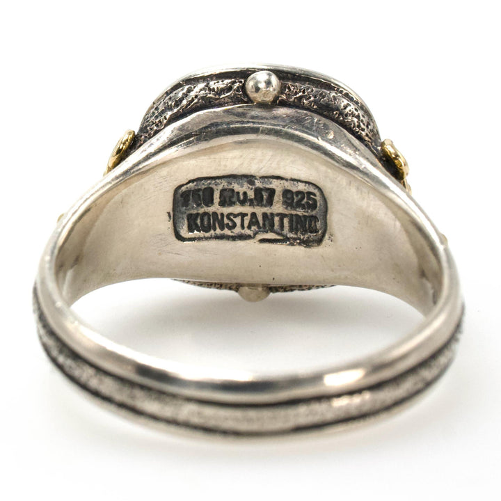 Konstantino Filigree Dome Ring in Sterling Silver and 18K Yellow Gold with Diamond