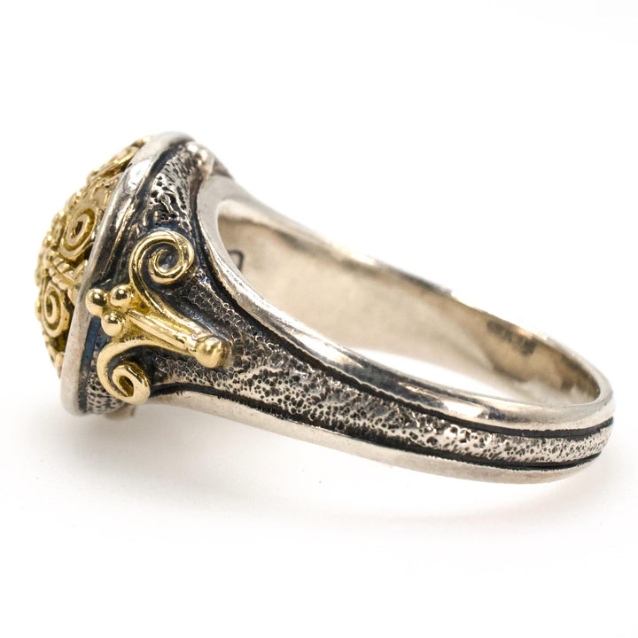 Konstantino Filigree Dome Ring in Sterling Silver and 18K Yellow Gold with Diamond