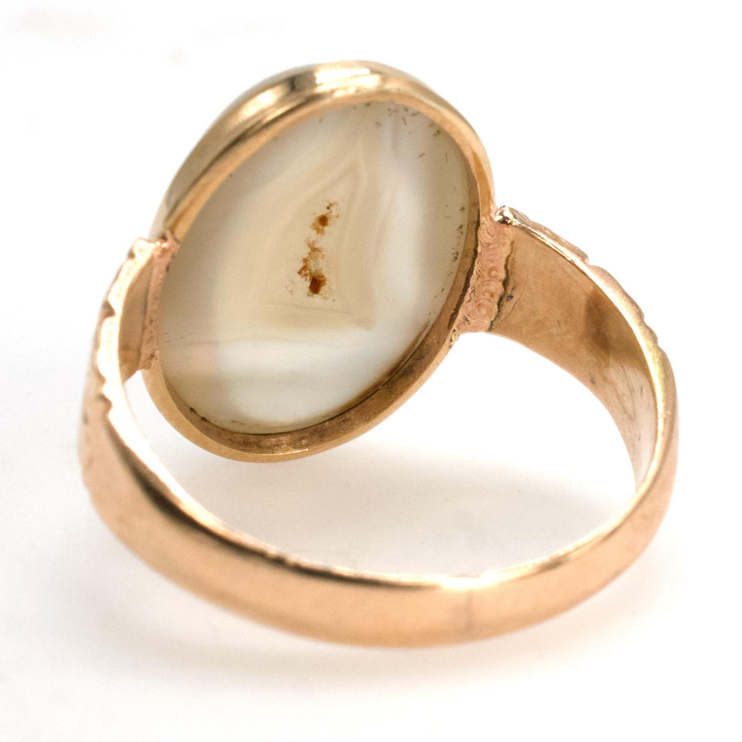 Victorian Bezel Set Oval Moonstone Ring in 10K Yellow Gold