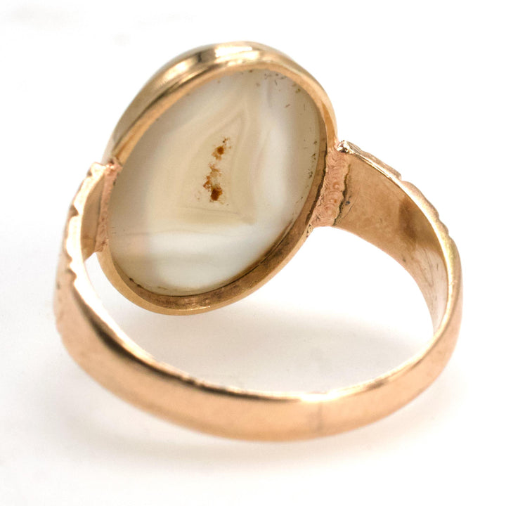 Victorian Bezel Set Oval Moonstone Ring in 10K Yellow Gold