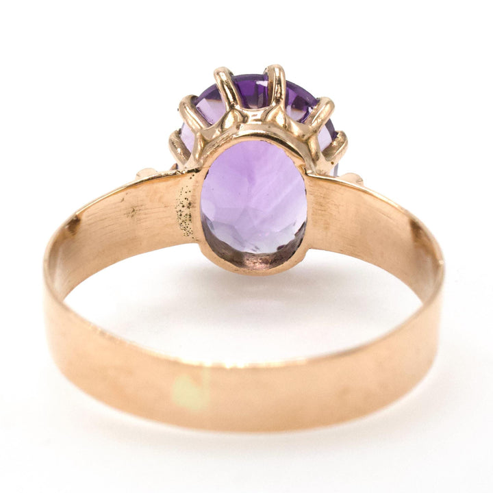 Nearly 2 Carat Oval Amethyst in Yellow Gold Victorian Solitaire Setting