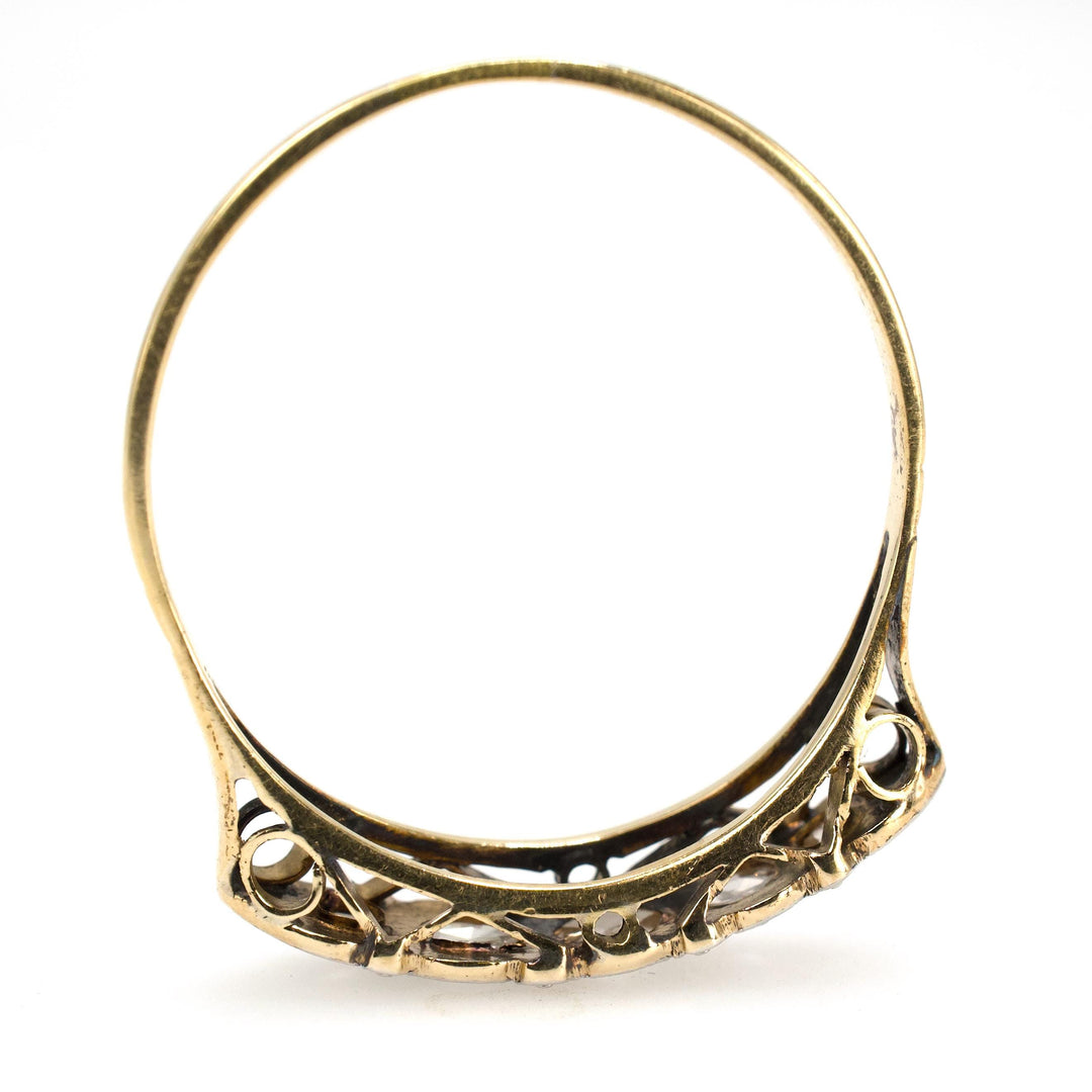 Antique Five Stone Rose Cut Diamond Ring in Gold and Silver