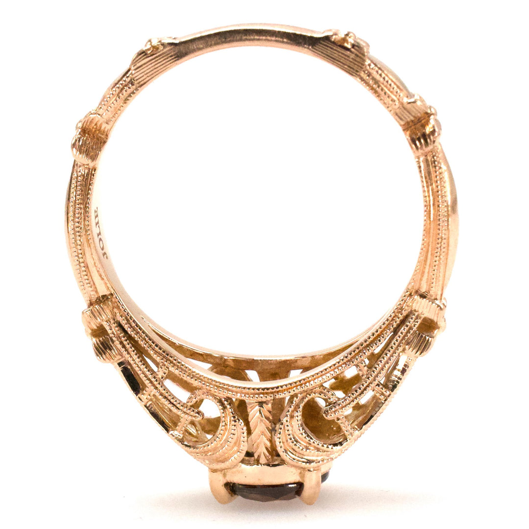 Edwardian Style 14K Rose Gold Solitaire with 0.90 Carat Orange-Brown Zircon