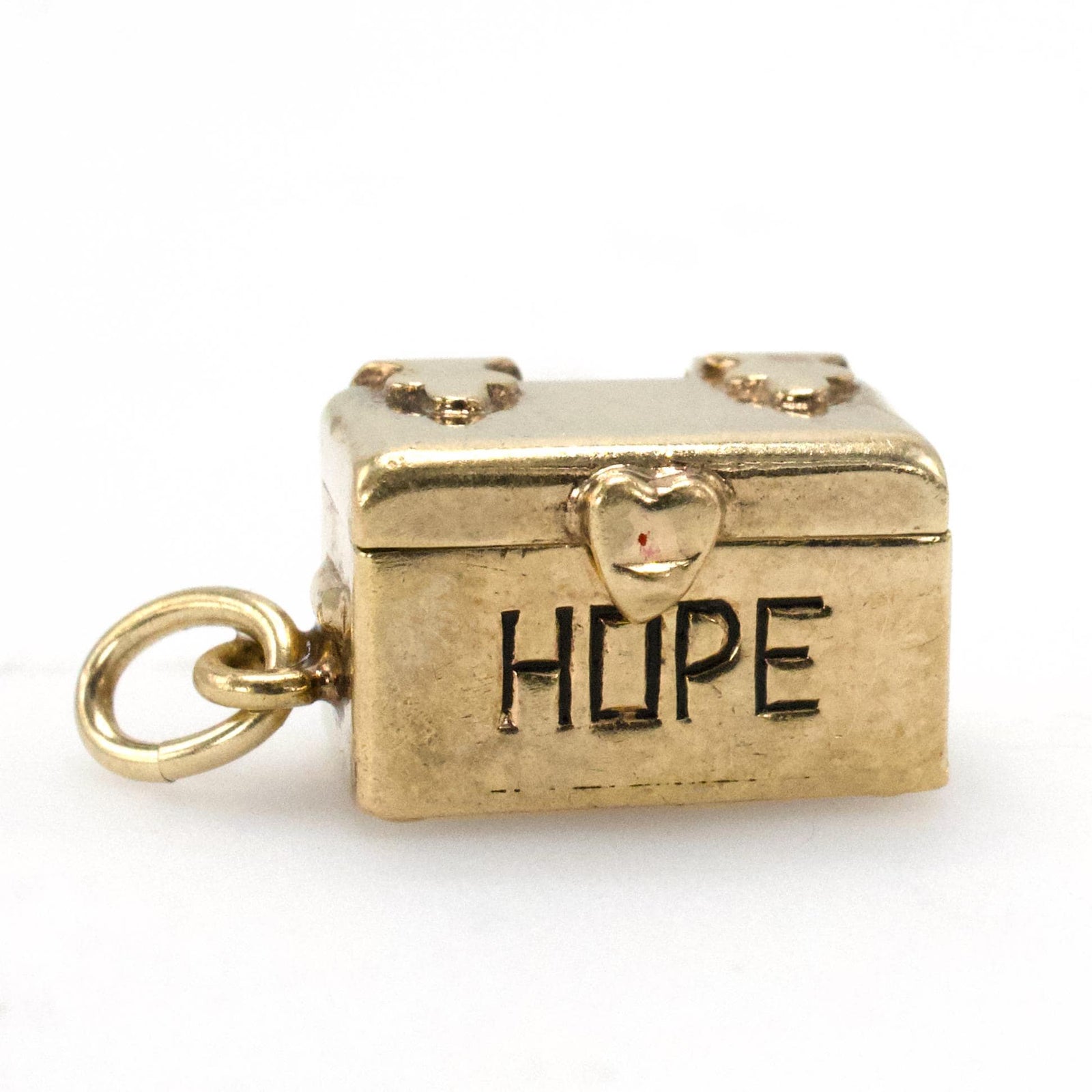 Vintage 14K Gold Hope Chest Charm with Man Inside