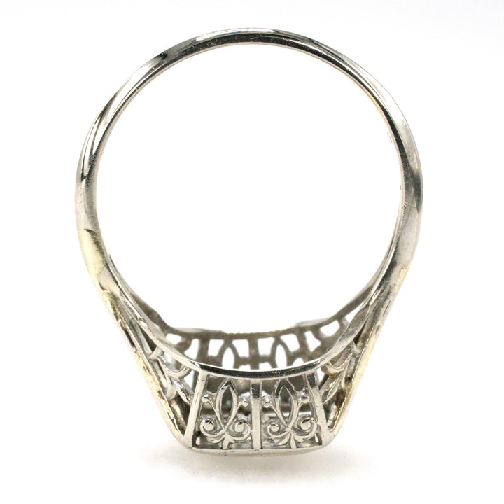 Art Deco Filigreed Solitaire Engagement Ring with 0.17 Carat European Cut Diamond