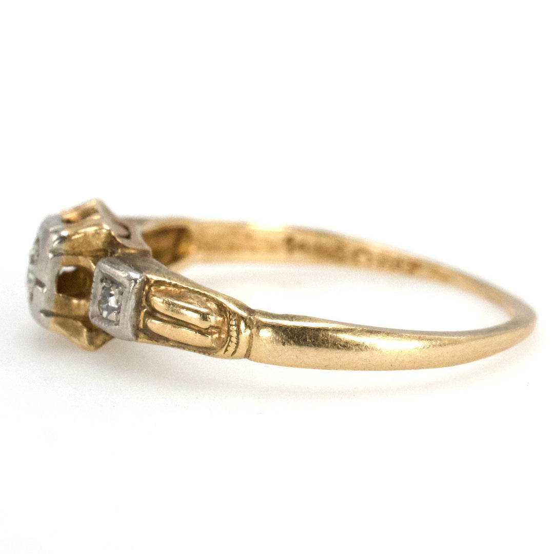 Petite 1930s Diamond Accented Solitaire Engagement Ring