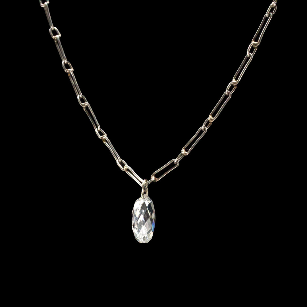 Antique Platinum Necklace with Briolette Diamond Pendant