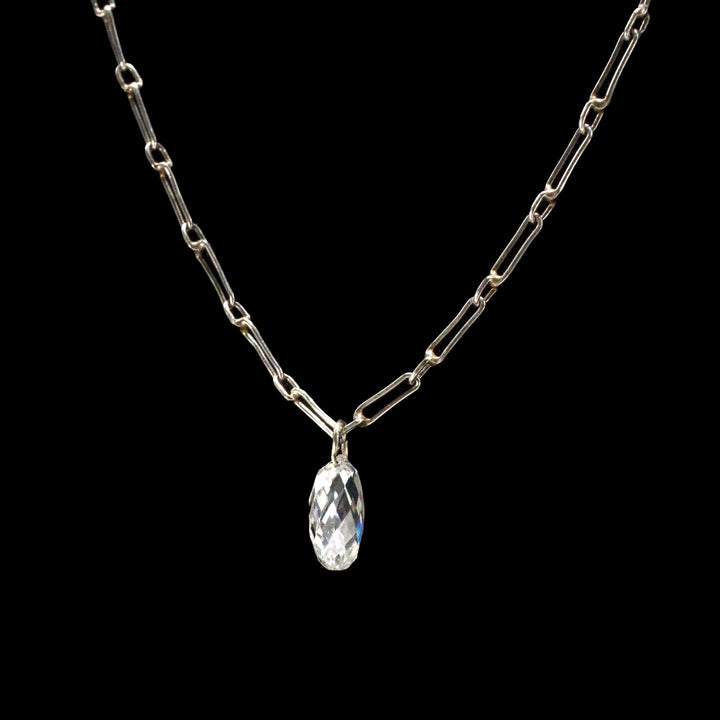 Antique Platinum Necklace with Briolette Diamond Pendant