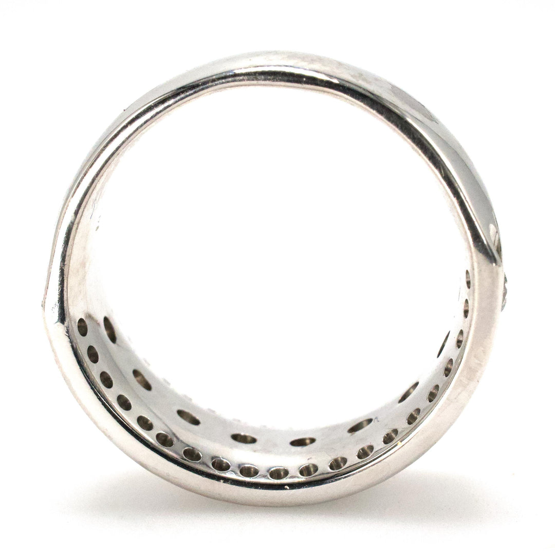 Wide Three Row Band of Flush and Channel Set Diamonds