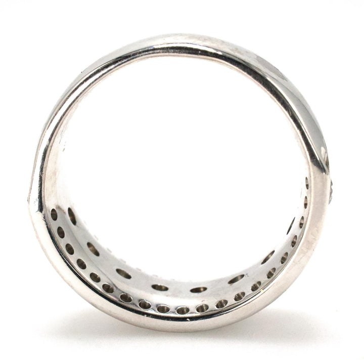 Wide Three Row Band of Flush and Channel Set Diamonds