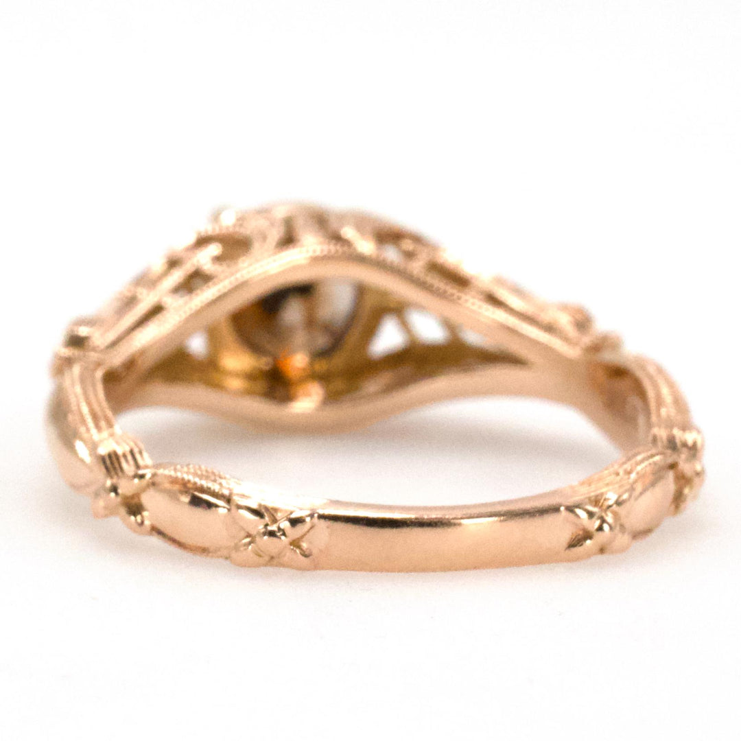 Edwardian Style 14K Rose Gold Solitaire with 0.90 Carat Orange-Brown Zircon