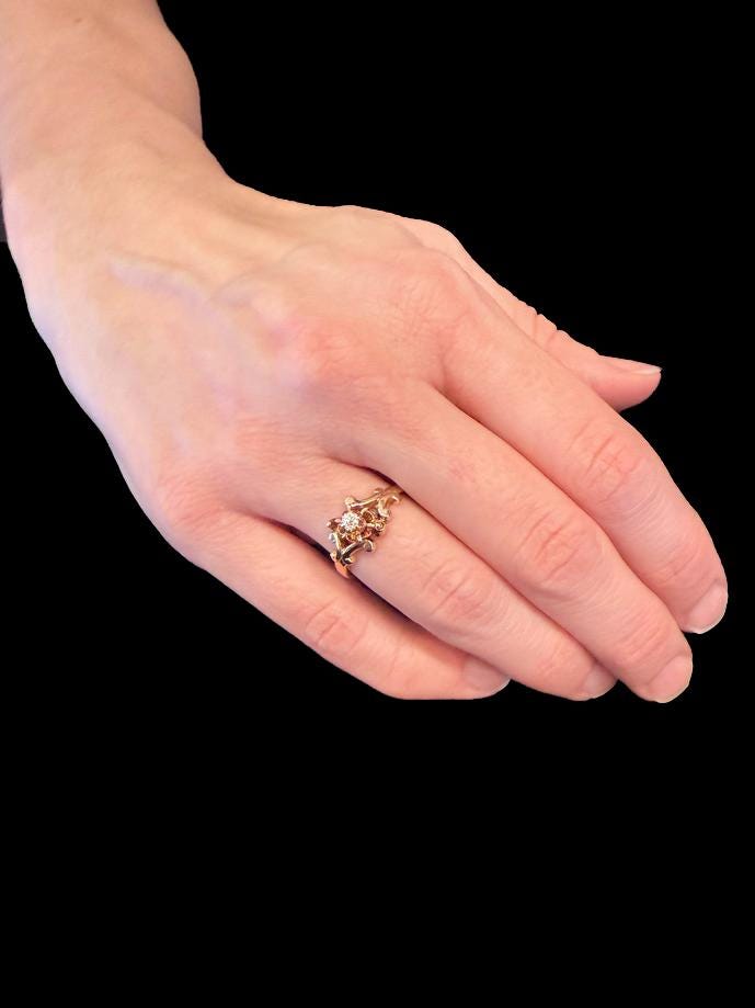 Antique Victorian Swiss Cut Diamond Solitaire in Yellow Gold