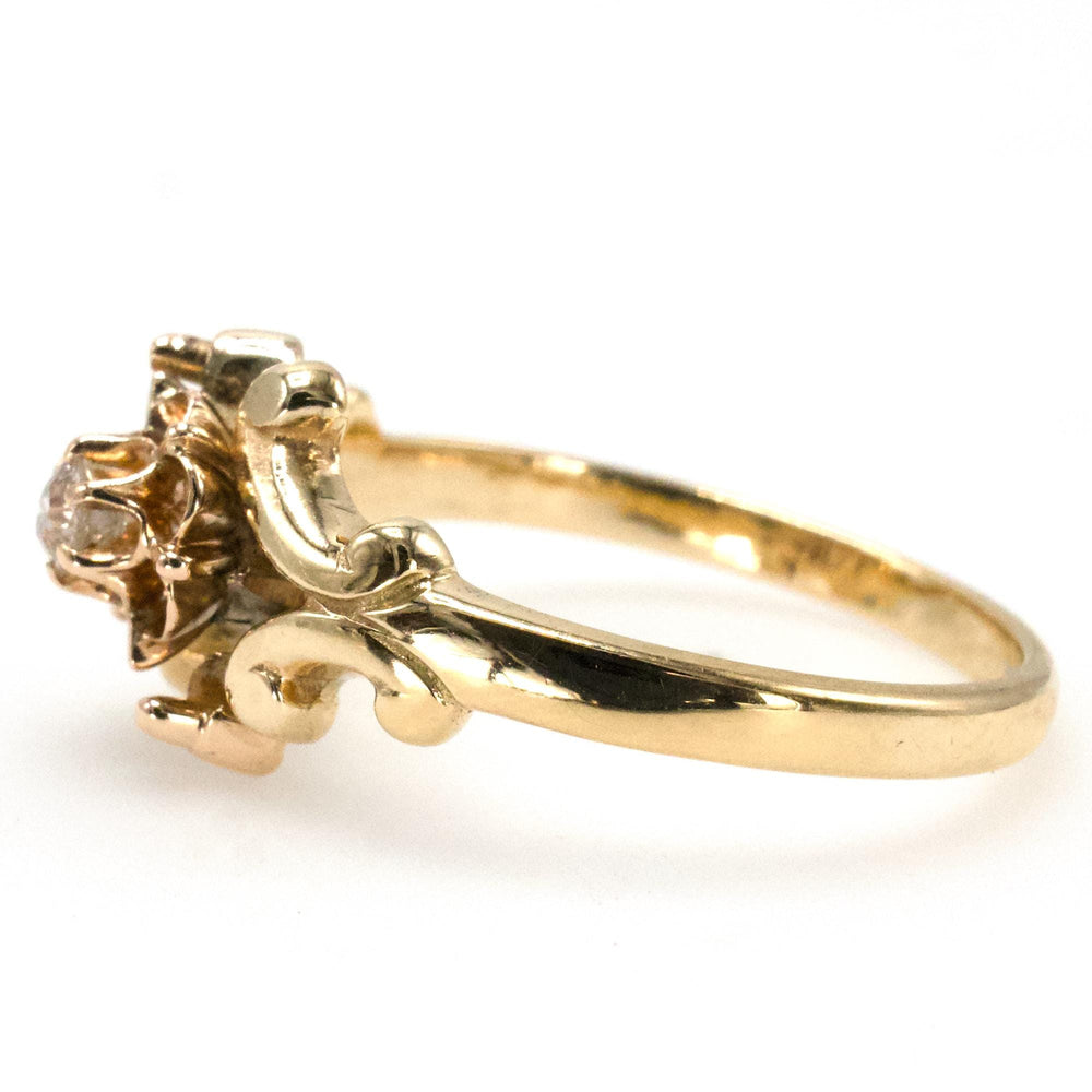 Antique Victorian Swiss Cut Diamond Solitaire in Yellow Gold