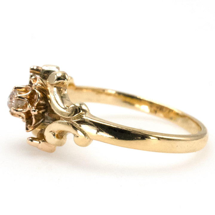 Antique Victorian Swiss Cut Diamond Solitaire in Yellow Gold