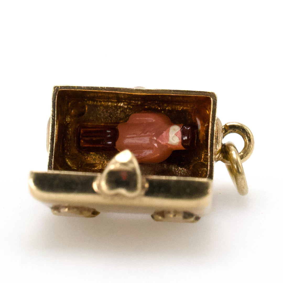 Vintage 14K Gold Hope Chest Charm with Man Inside