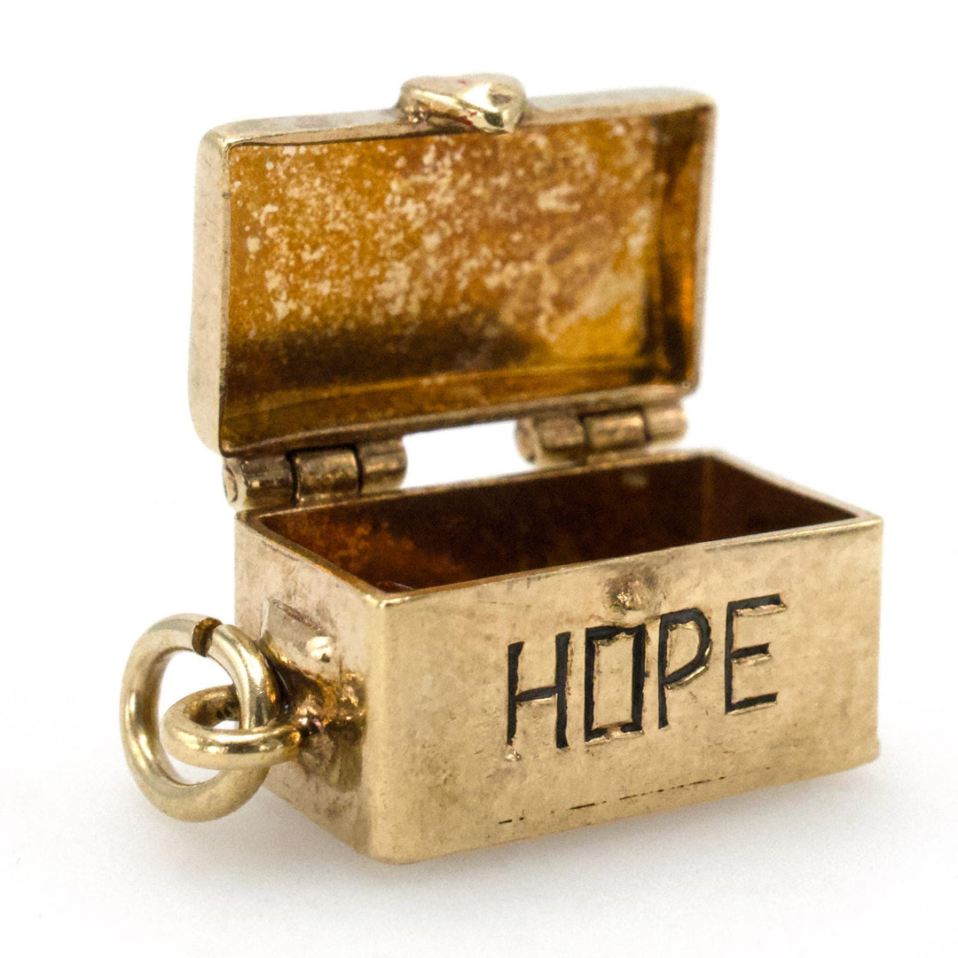 Vintage 14K Gold Hope Chest Charm with Man Inside