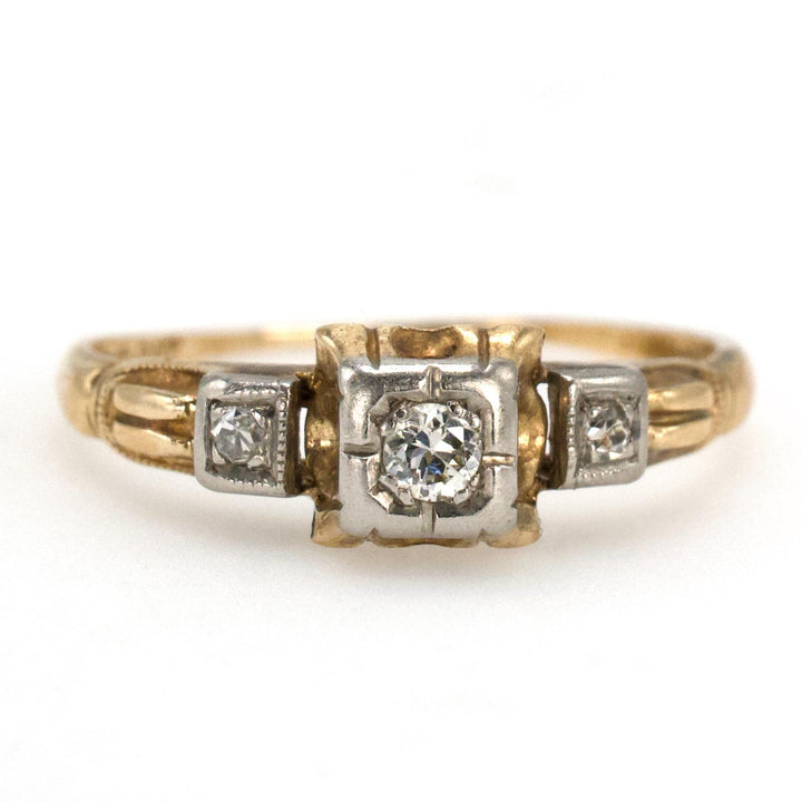 Petite 1930s Diamond Accented Solitaire Engagement Ring