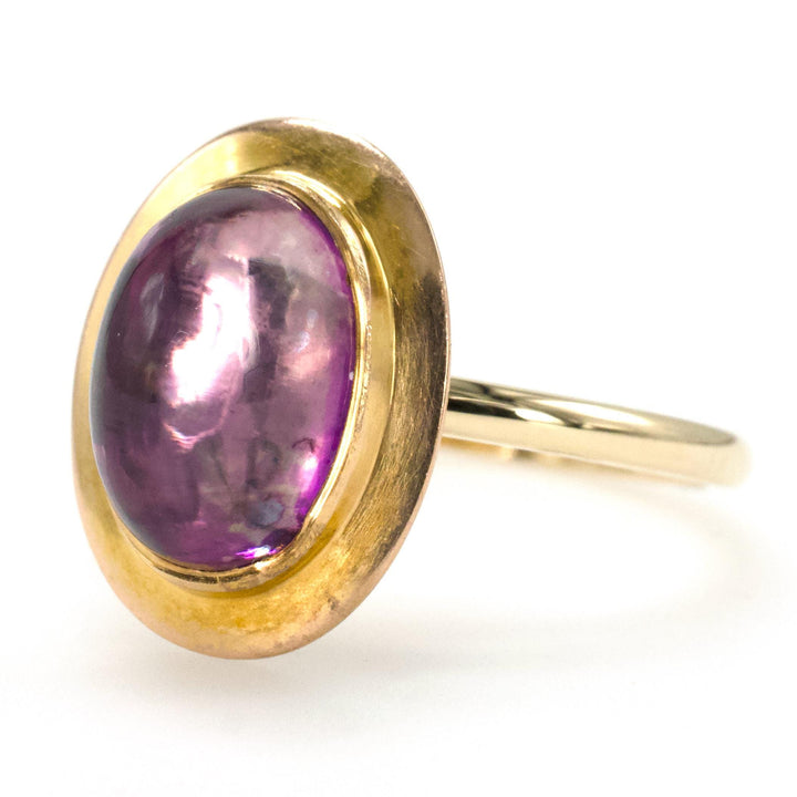 Late Victorian Cabochon Amethyst Stickpin Conversion Ring