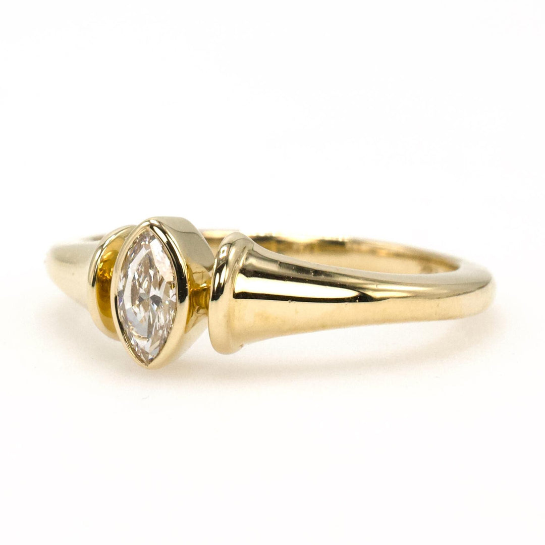 Petite 0.24 carat Marquise Cut Bezel Set Diamond Solitaire