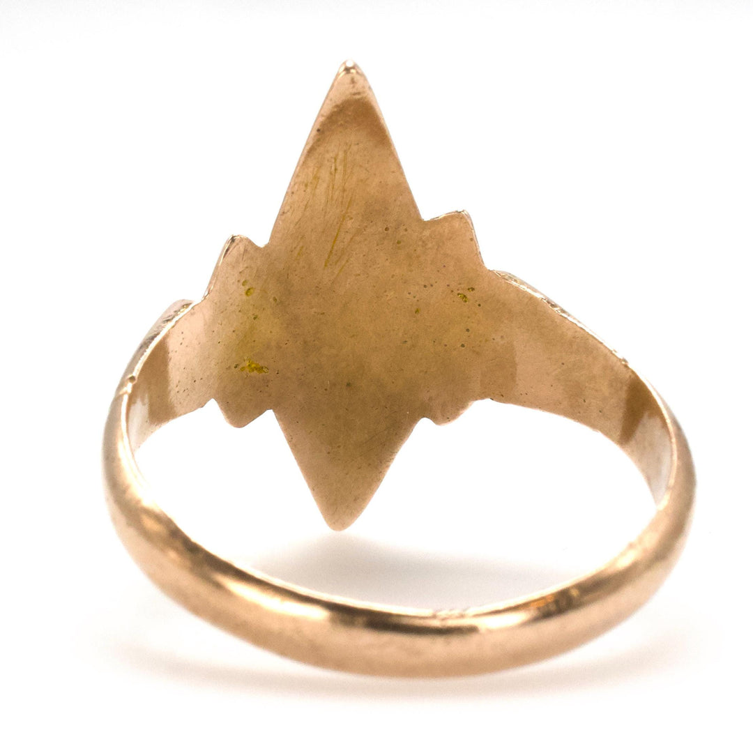 Victorian Navette Shaped Signet Ring in 10K Yellow Gold