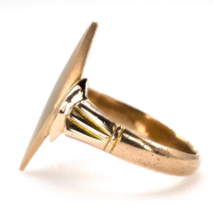Victorian Navette Shaped Signet Ring in 10K Yellow Gold