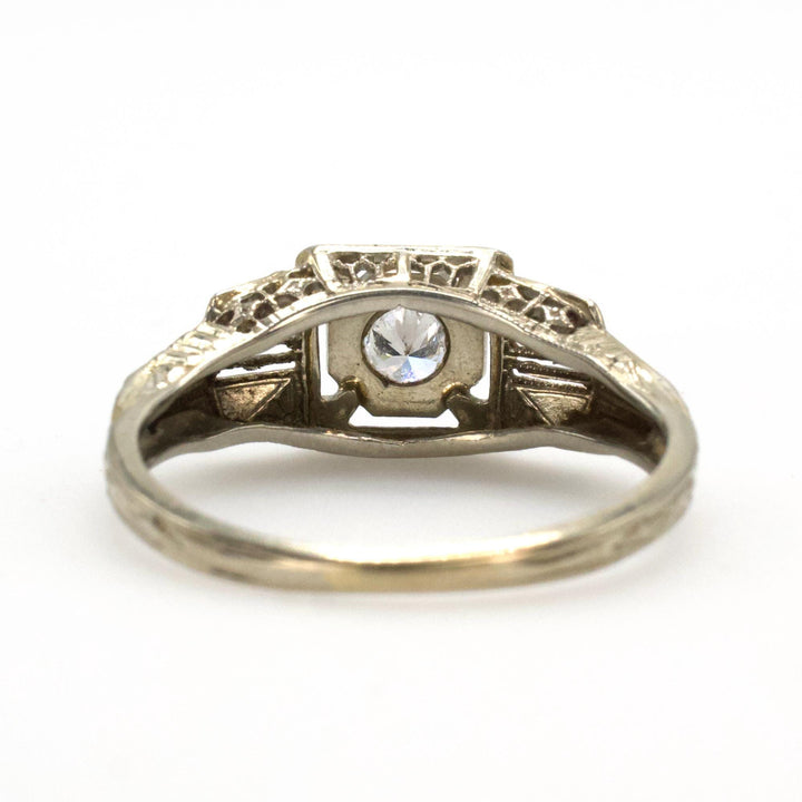 Art Deco Filigree Diamond Solitaire Engagement Ring with 0.25 Carat Transition Cut