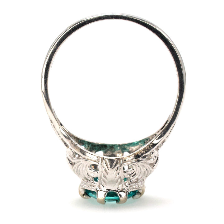 Edwardian Style Filigree Solitaire Ring in White Gold with 1.61 Carat Chrysoberyl