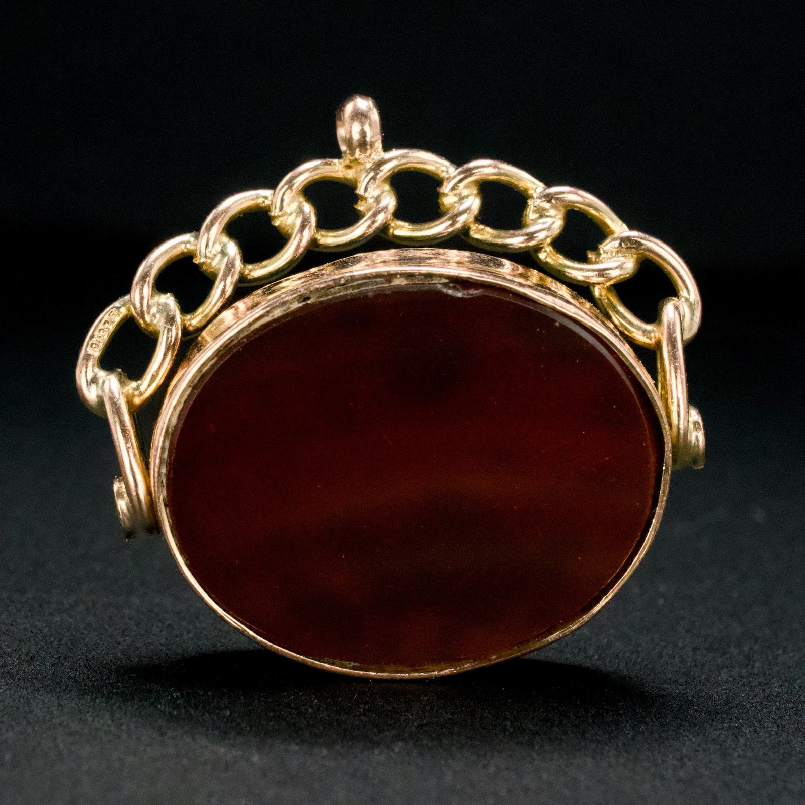 9K Yellow Gold Victorian Reversible Fob with Agate and Bloodstone (ca. 1901)
