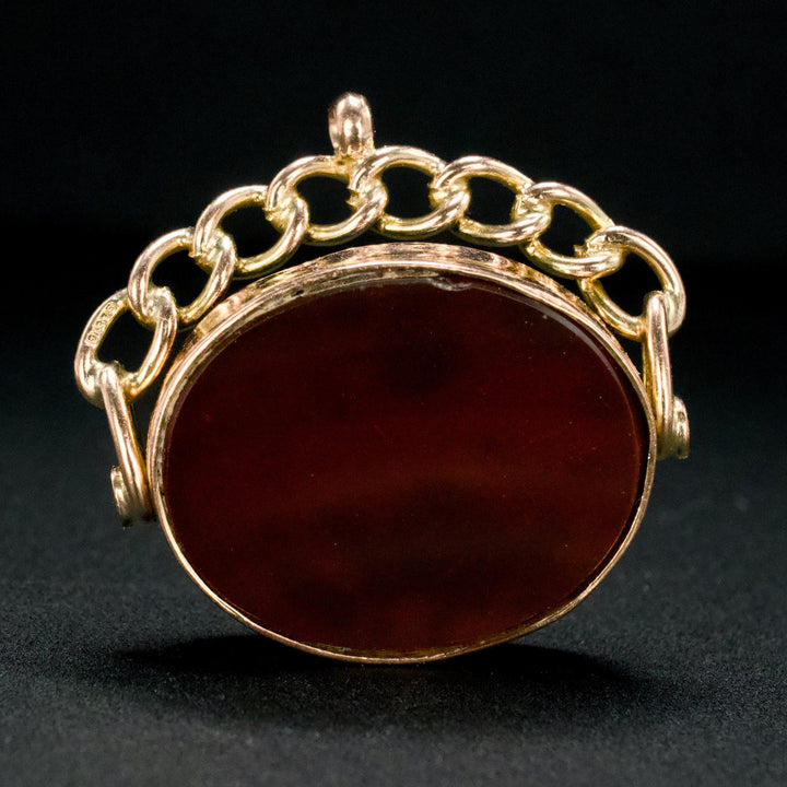 9K Yellow Gold Victorian Reversible Fob with Agate and Bloodstone (ca. 1901)