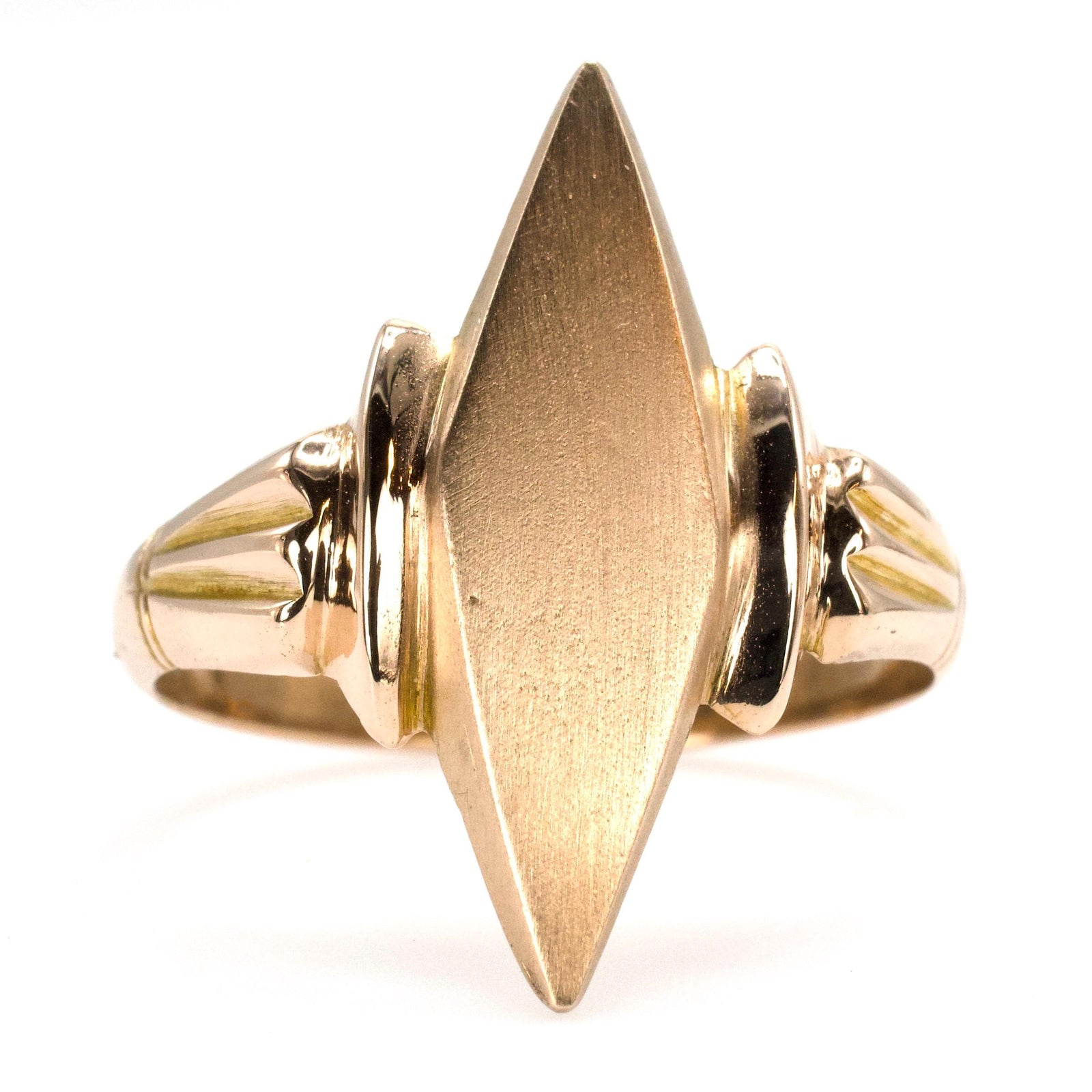 Victorian Navette Shaped Signet Ring in 10K Yellow Gold
