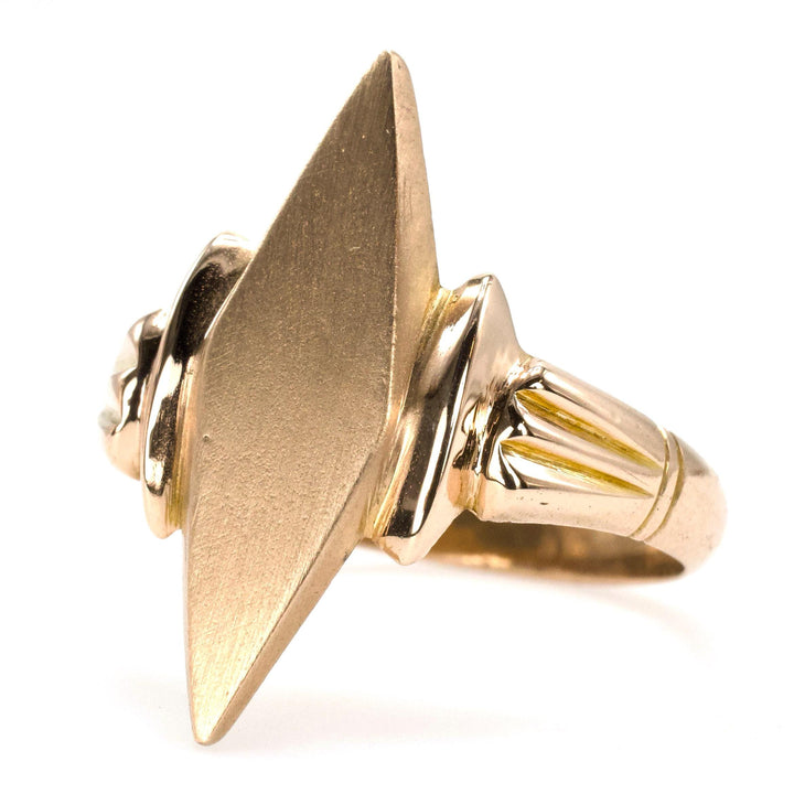 Victorian Navette Shaped Signet Ring in 10K Yellow Gold