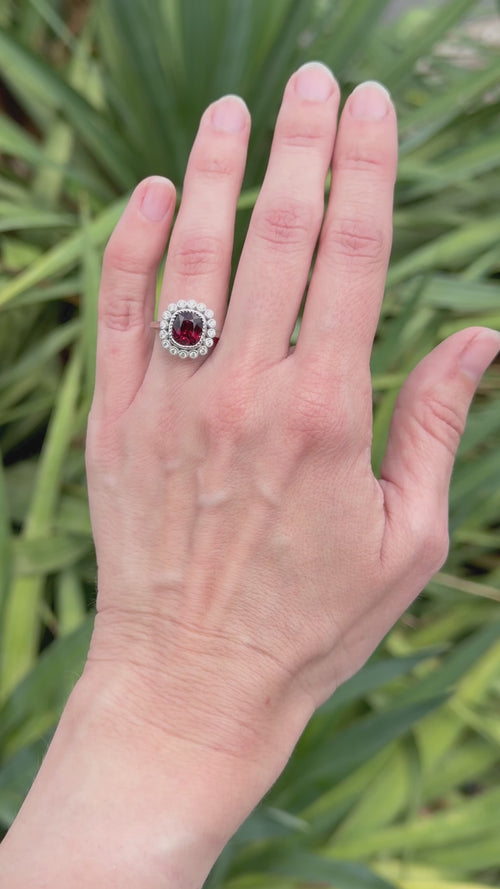 Edwardian Style 2.78 Carat GIA Burmese Spinel and Diamond Halo White Gold Ring