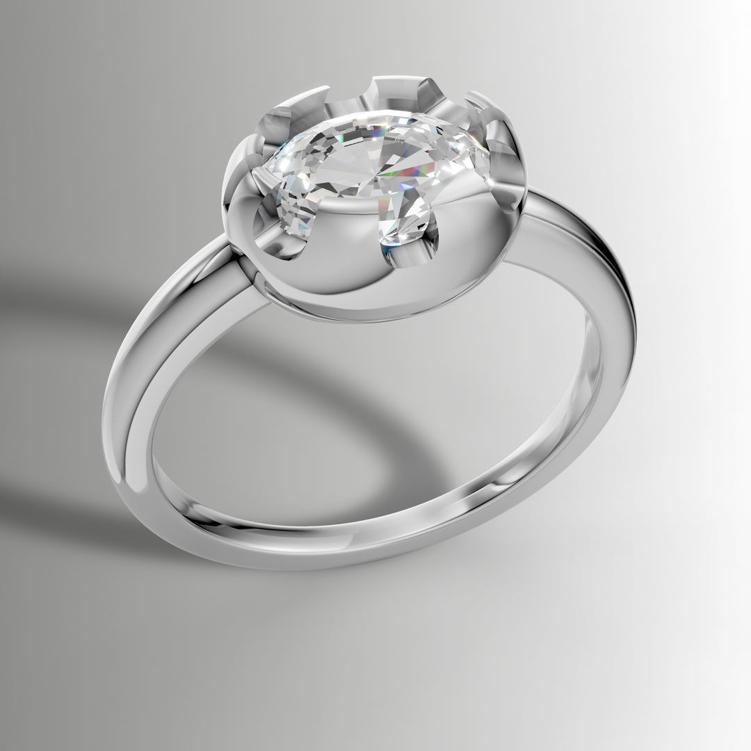 Victorian Inspired Belcher Ring for an Oval Stone