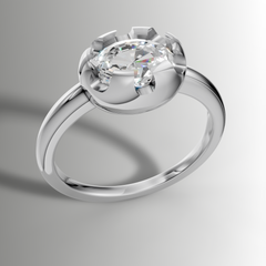 Victorian Inspired Belcher Ring for an Oval Stone
